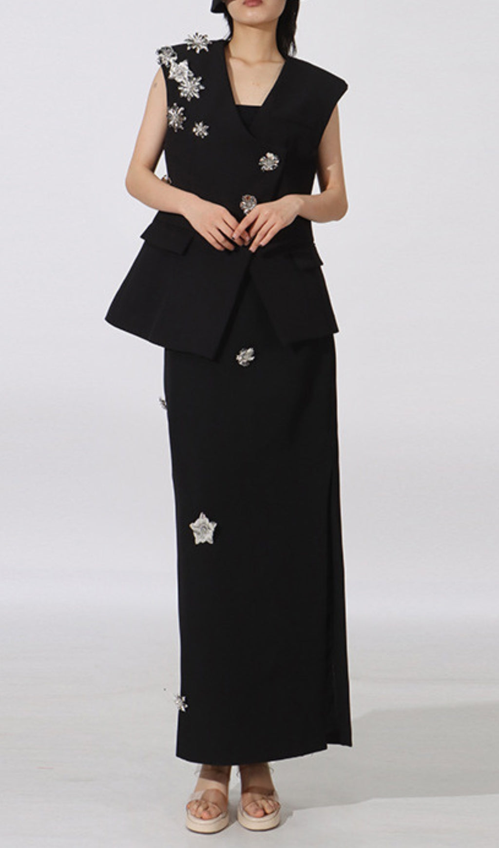 Elsbeth Flower Embellished Skirt Set