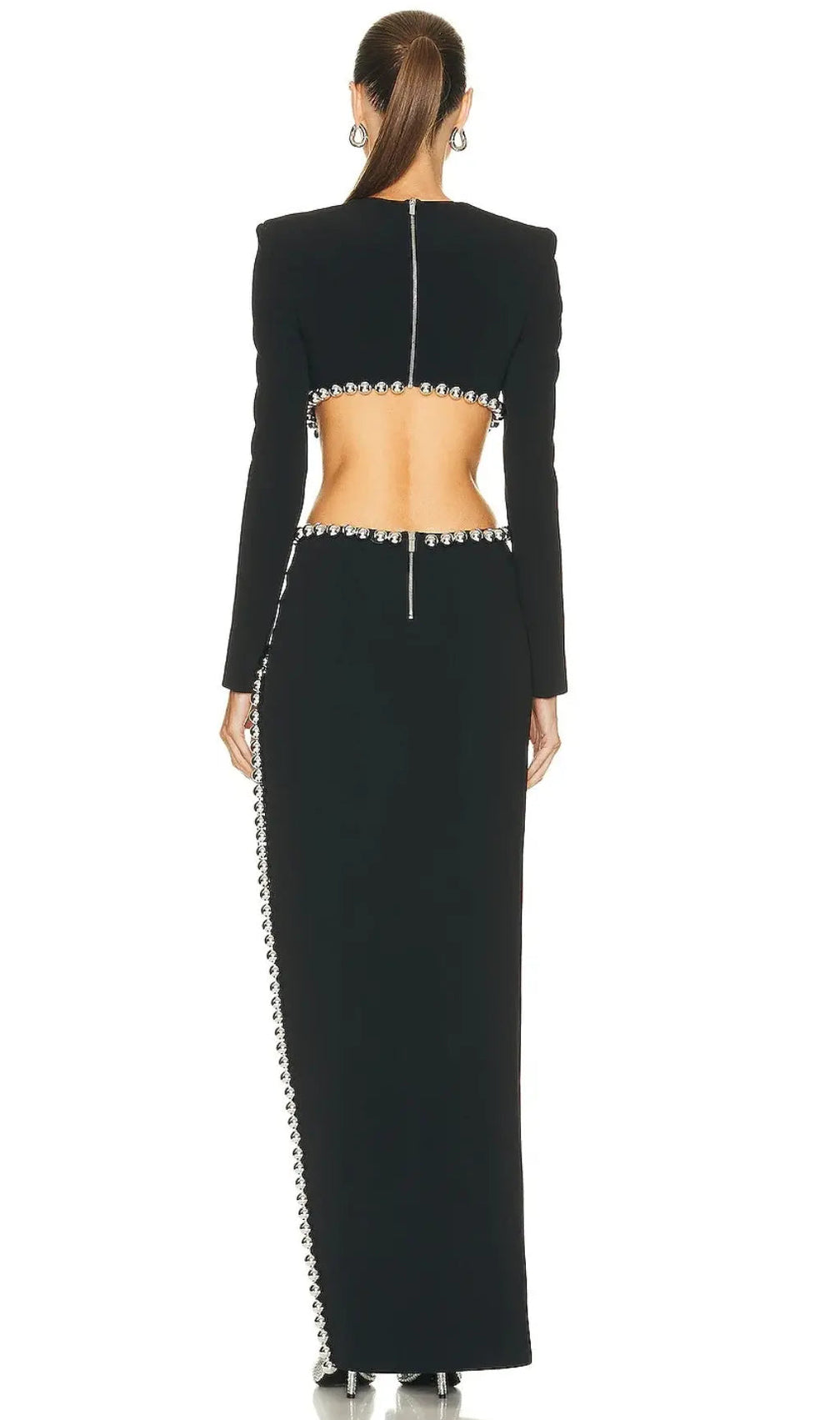 Embellished Cut Out Maxi Bandage Dress In Black
