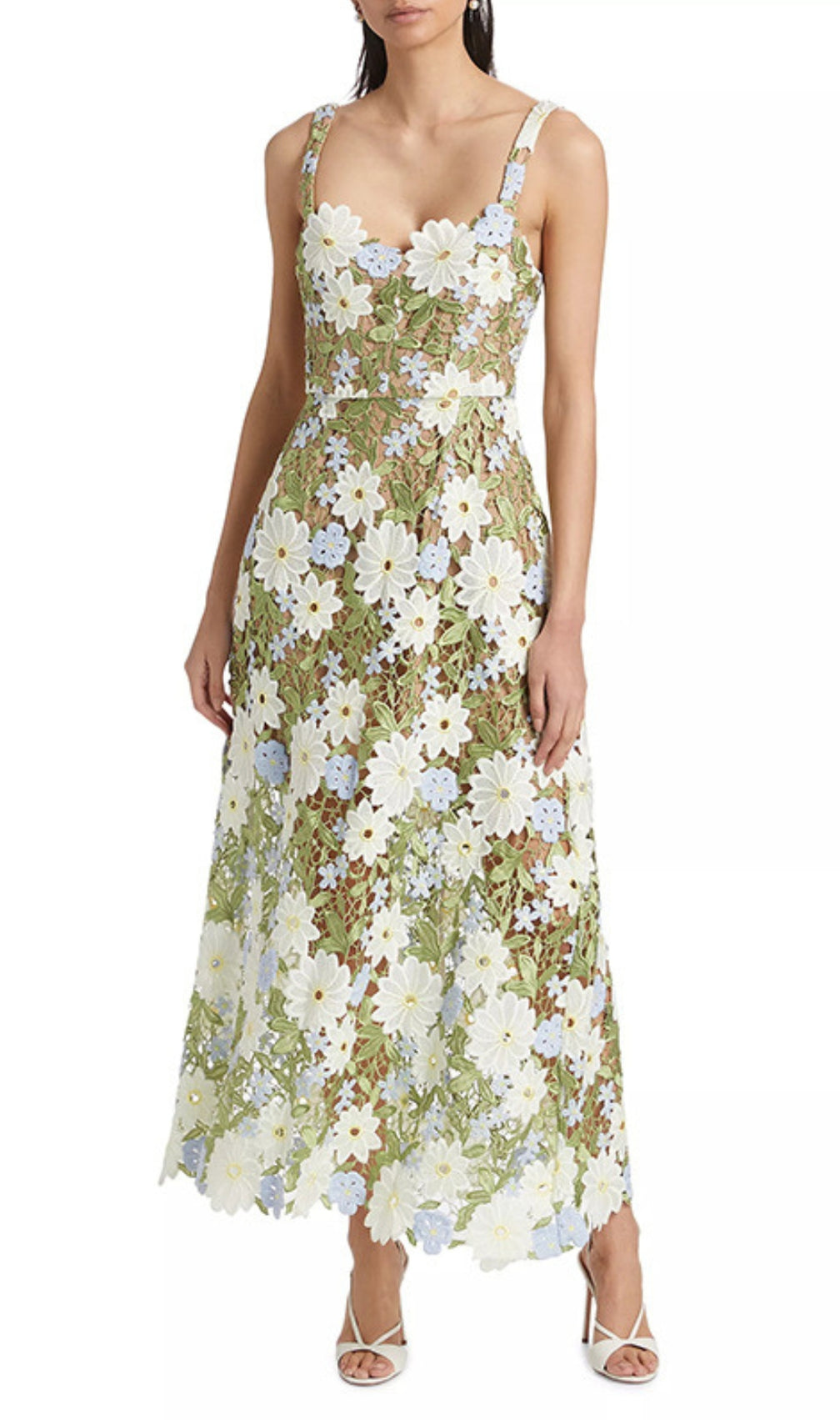 Diablo Green Strappy Flower Maxi Dress