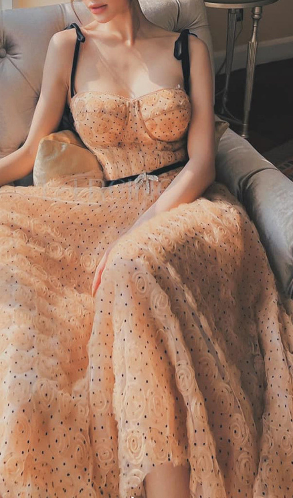 Asis Flower Mesh Midi Dress