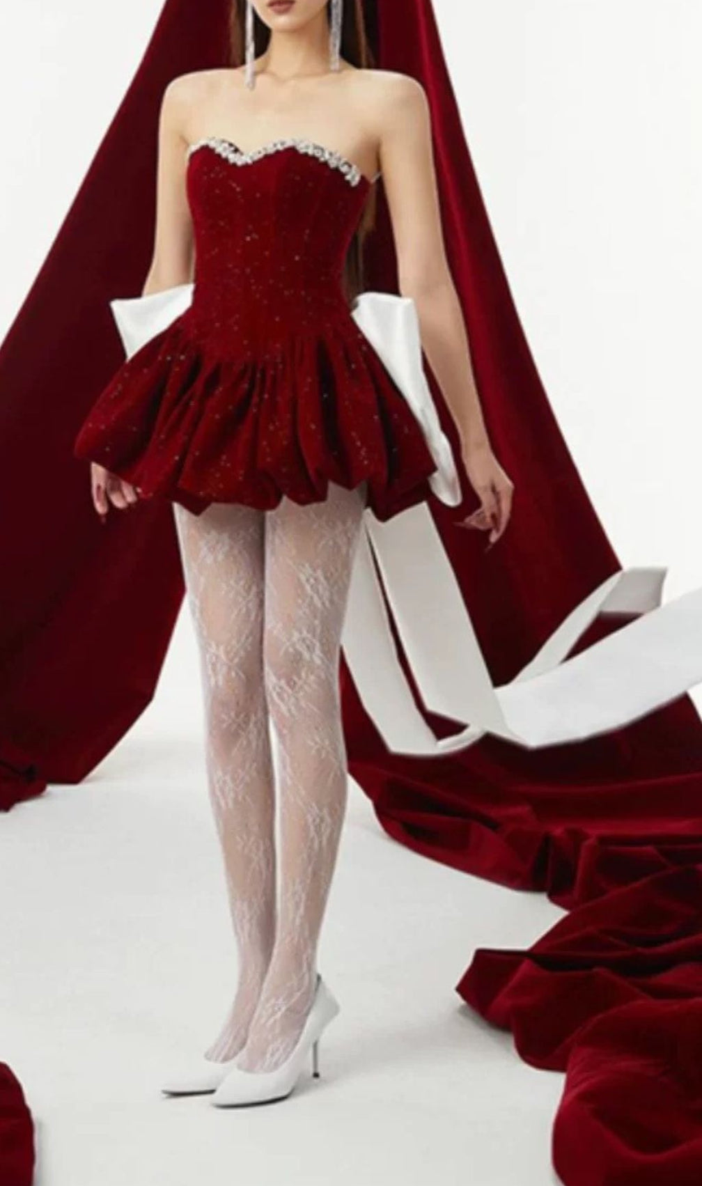 Cookie Red Sparkle Strapless Bow Mini Dress - Glamorous Party & Cocktail Attire