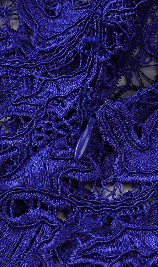 Hermia Royal Blue Lace Long Sleeve Mini Dress - Chic & Versatile for Women