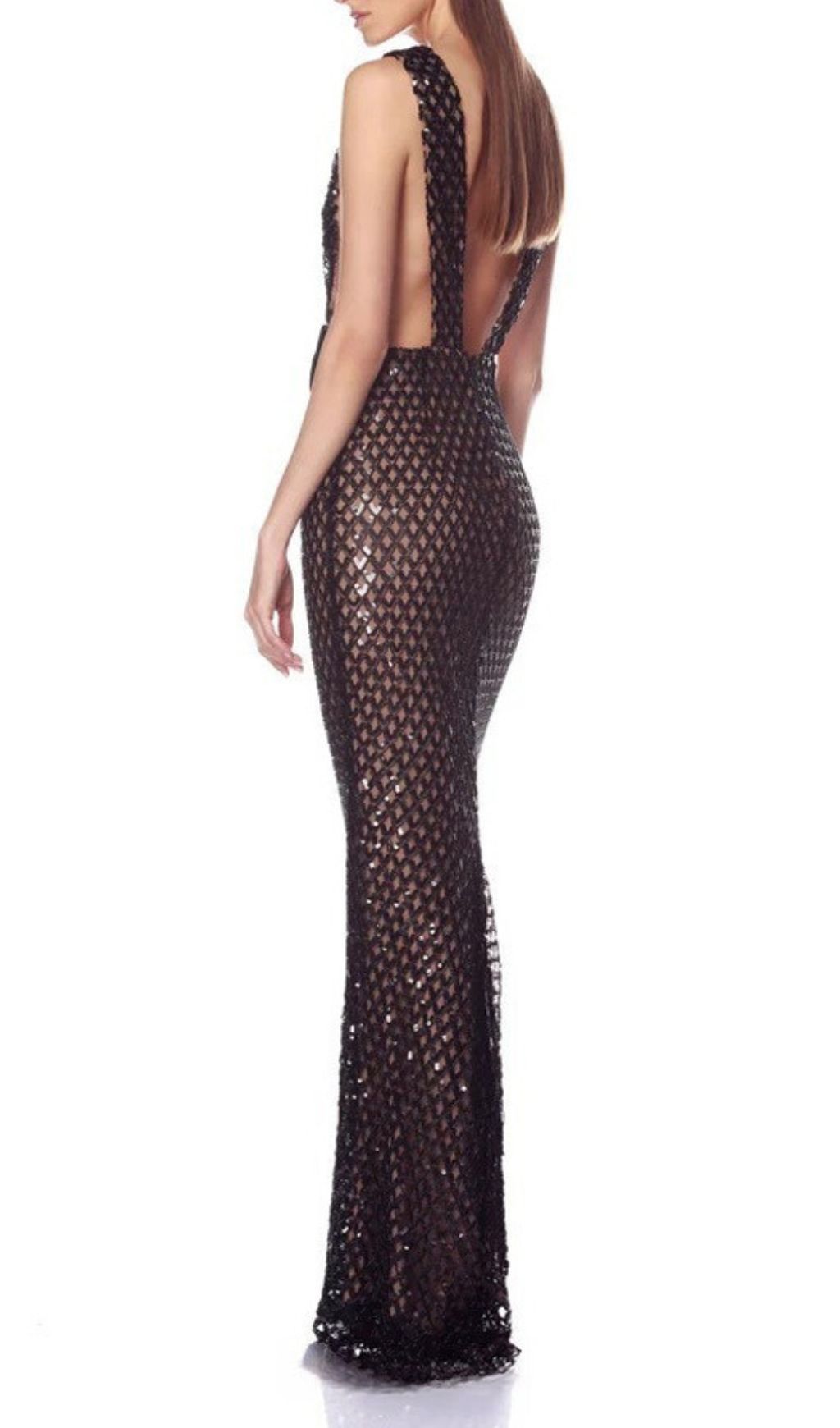 Jocelin Dazzling Sequin Maxi Gown with Statement Satin Bow