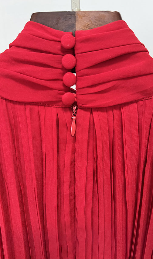 Françoise Red Pleated Maxi Dress