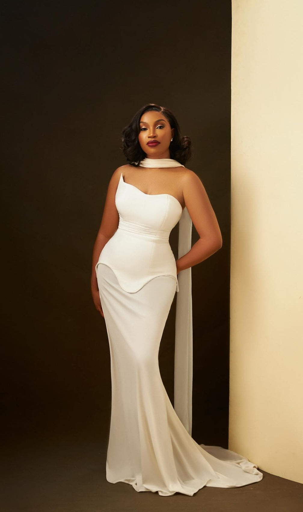Benno White Strapless Mesh Maxi Dress