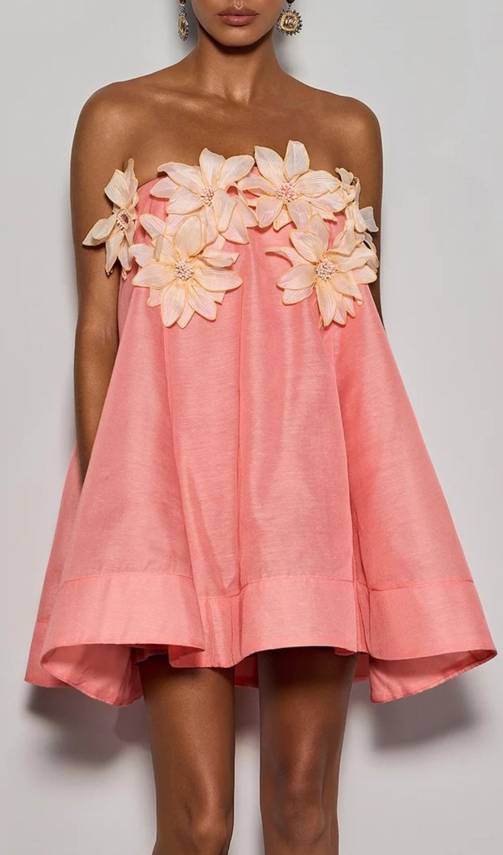 Gratho Coral Blossom Strapless Mini Dress | Summer Elegance