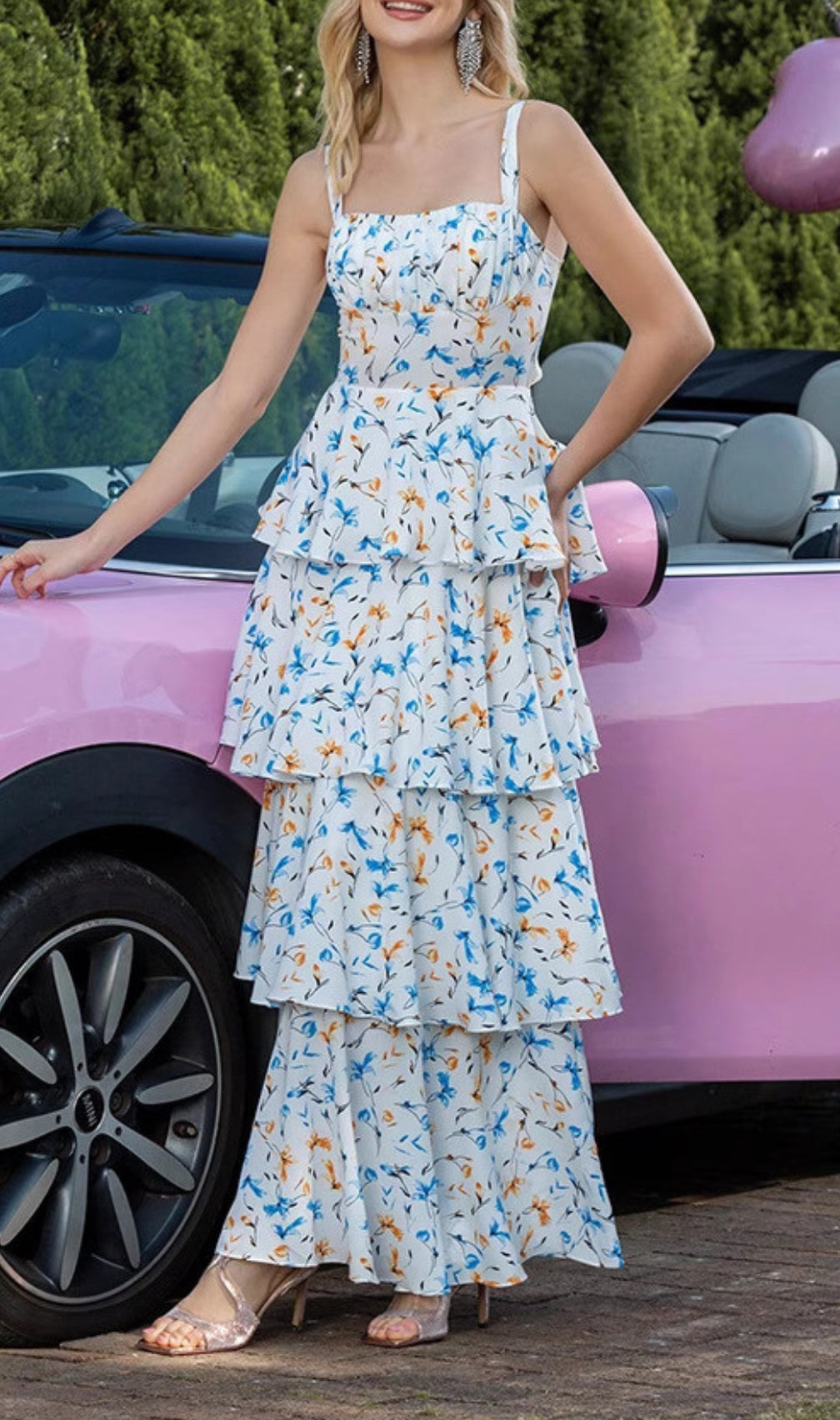 Dianthe Floral Printed Layered Maxi Dress