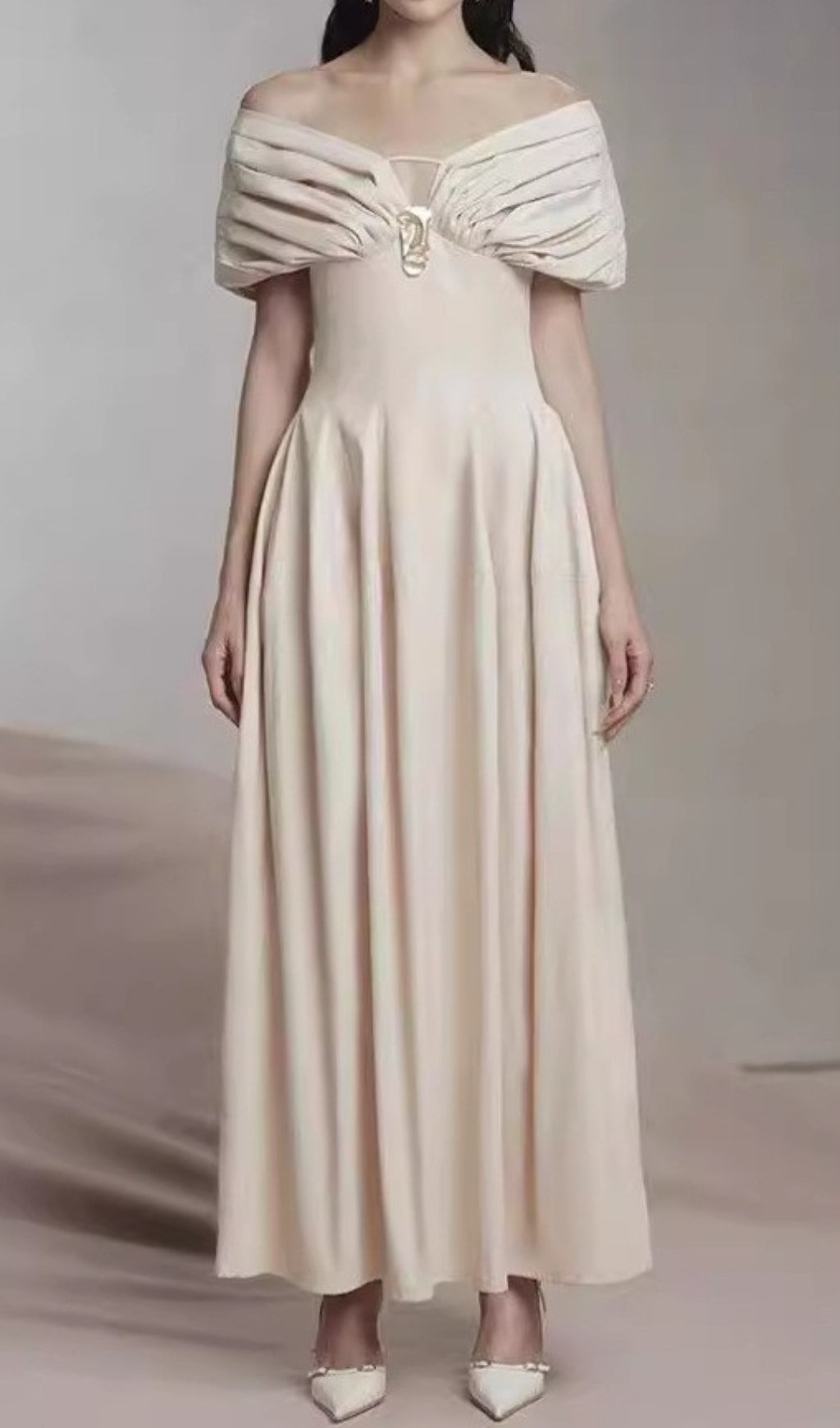 Atalie Ruched Shoulder Maxi Dress