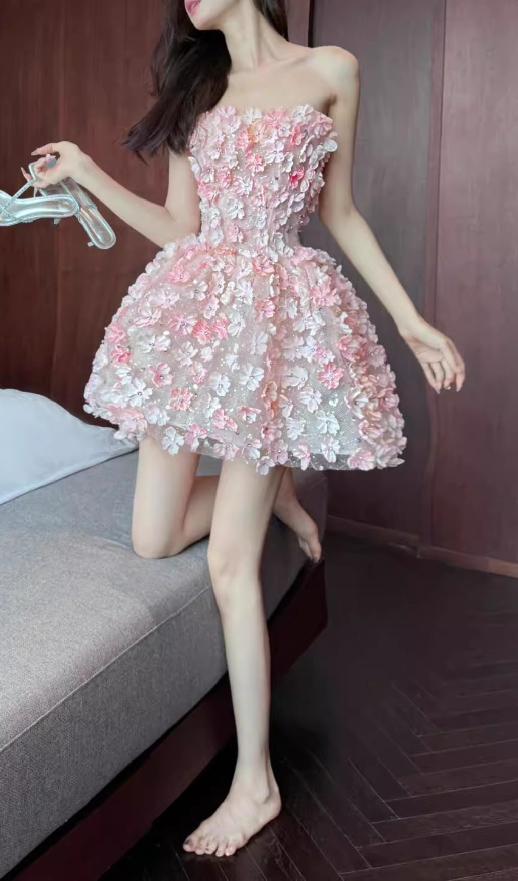 Breeze Strapless Flower Mini Dress