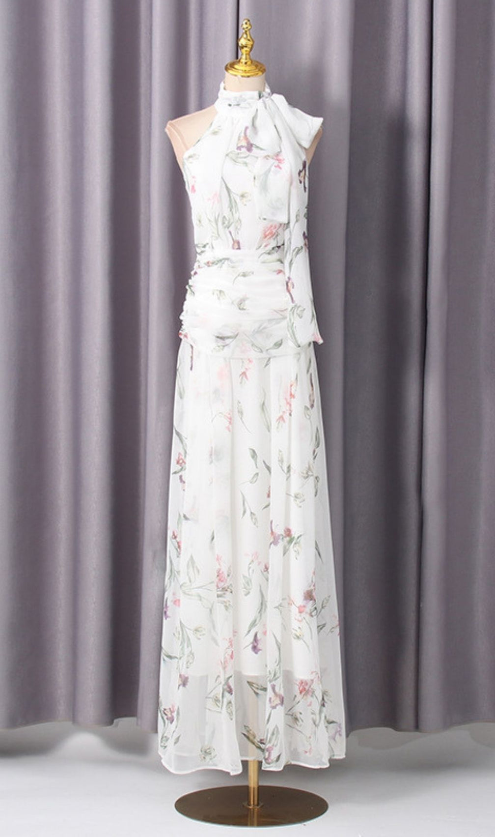 Kesley Halter Floral Maxi Dress | Elegant Summer Gown