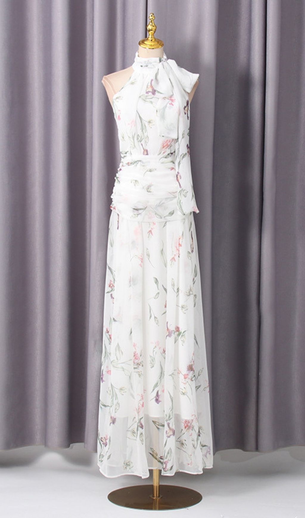 Kesley Halter Floral Maxi Dress | Elegant Summer Gown