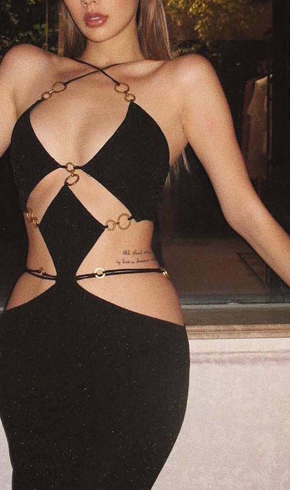 Cutout Chain Maxi Dress In Black