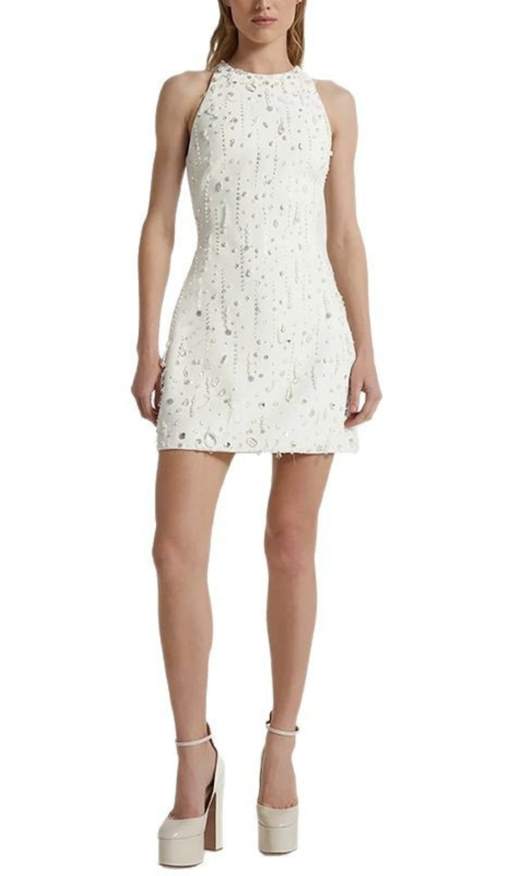 Dameka White Sleeve Bead Mini Dress