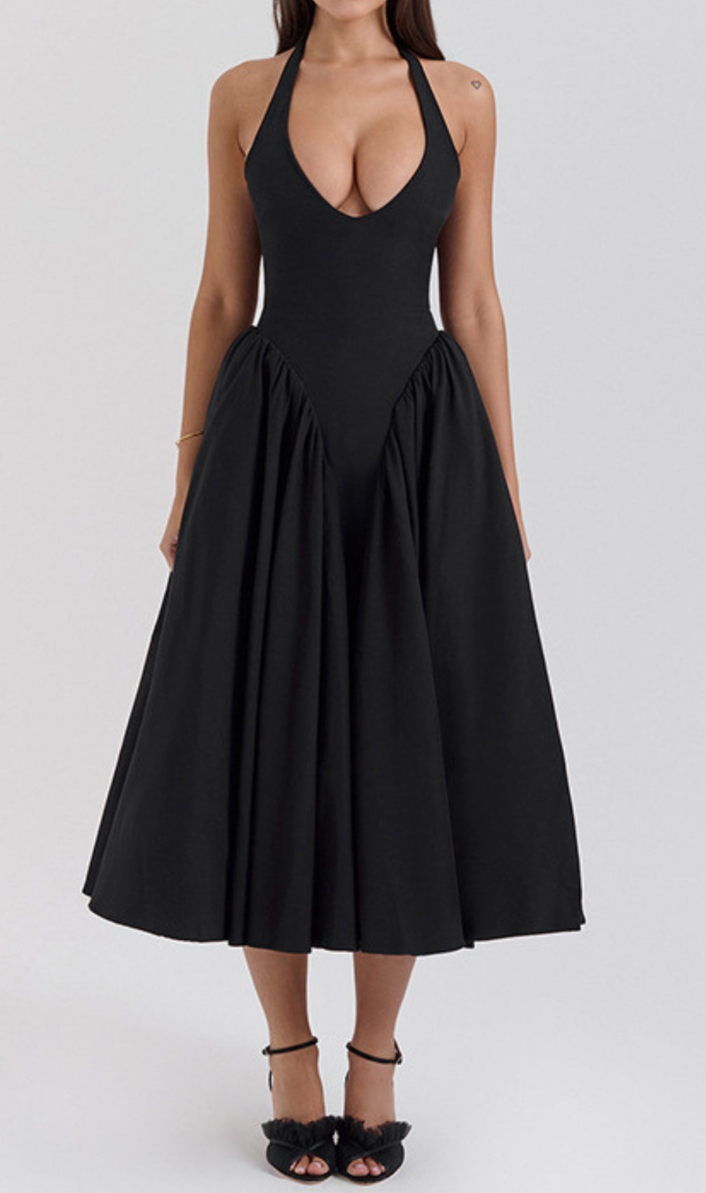 Dierdra Black Halter Midi Dress
