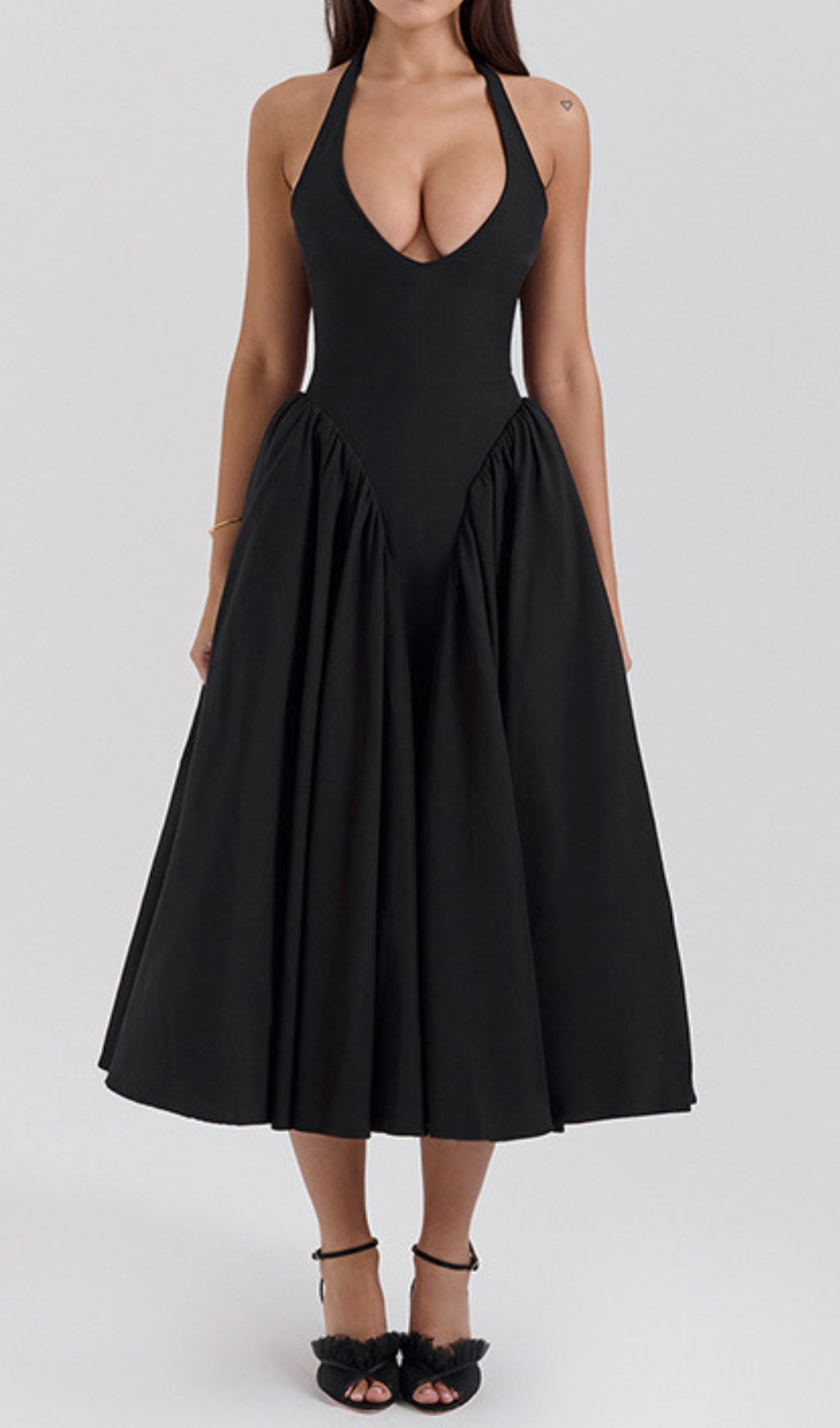 Dierdra Black Halter Midi Dress