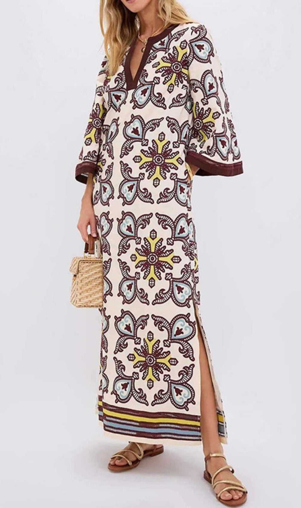 Klemens Printed Long Sleeve Maxi Dress