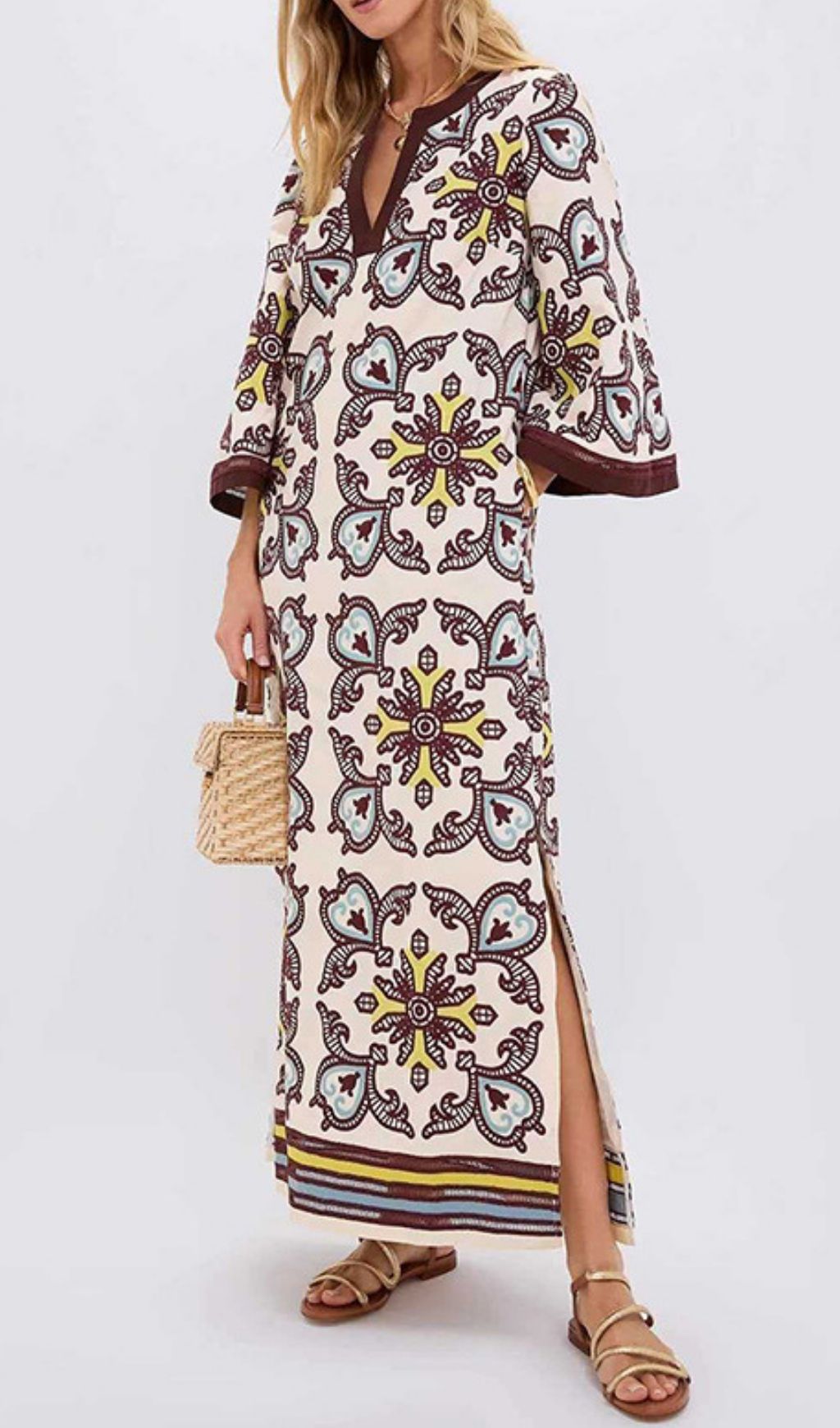 Klemens Printed Long Sleeve Maxi Dress