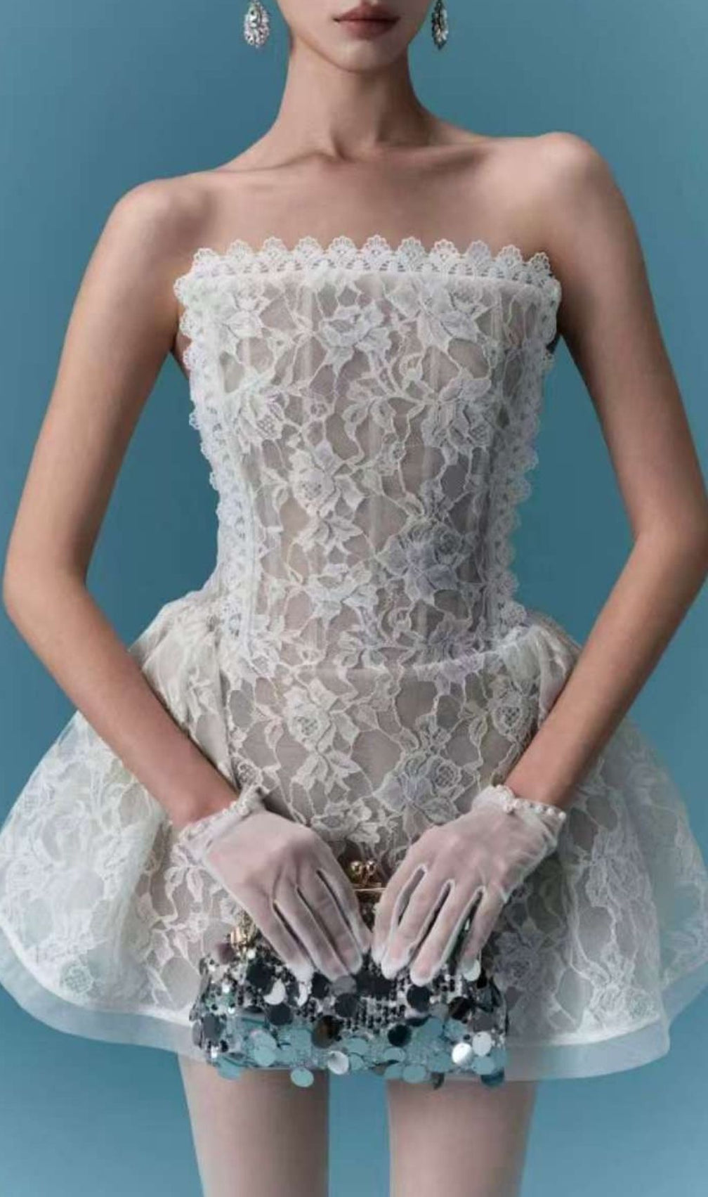 Lajos Strapless Lace Corset Mini Dress