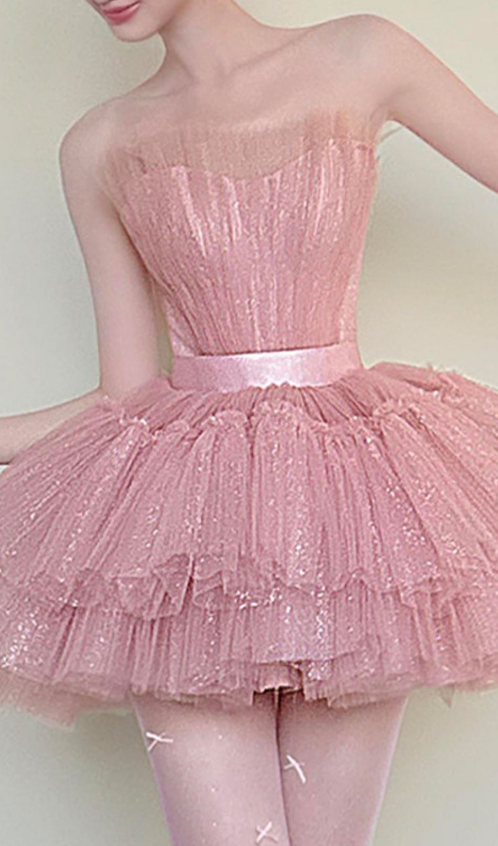 Kármen Pink Sparkle Mesh Mini Dress - Glamorous Tiered Party Dress