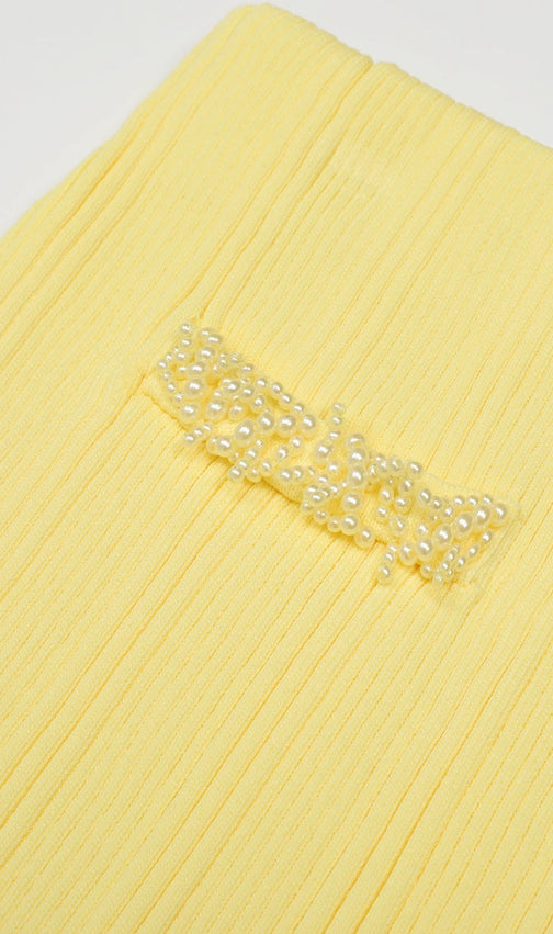 Buttery Yellow Ribbed Knit Cardigan & Mini Skirt Set - Chic 2-Piece Outfit