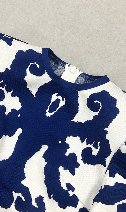 Bat Blue Printed Bandage Maxi Dress