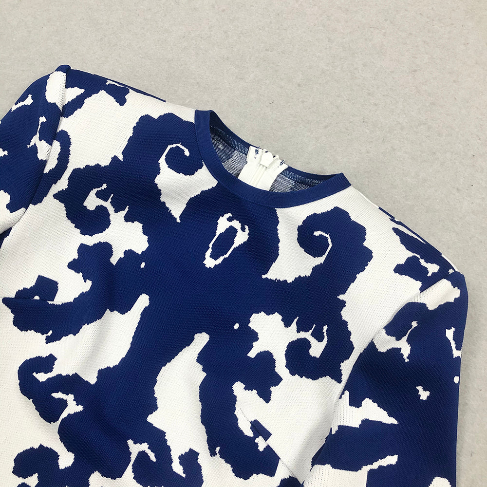 Bat Blue Printed Bandage Maxi Dress