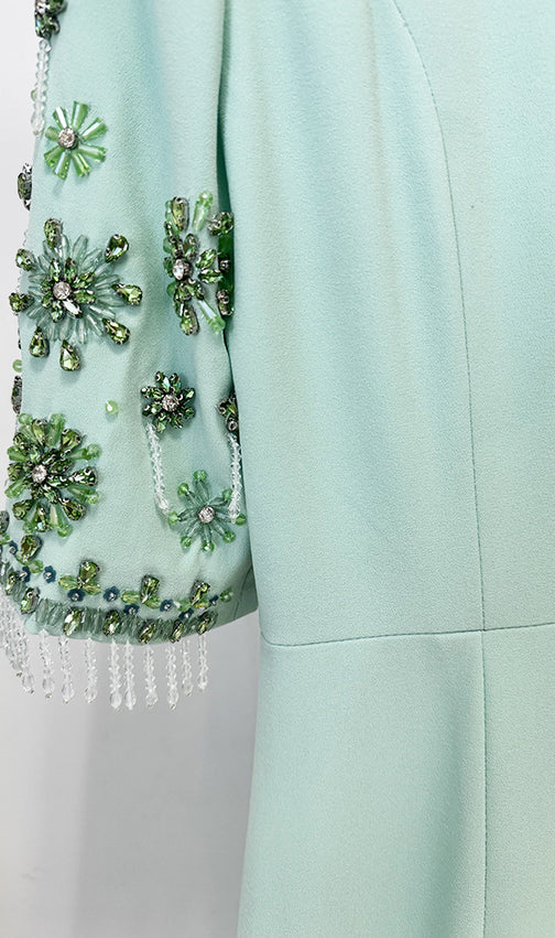 Glaucia Mint Embellished Maxi Dress