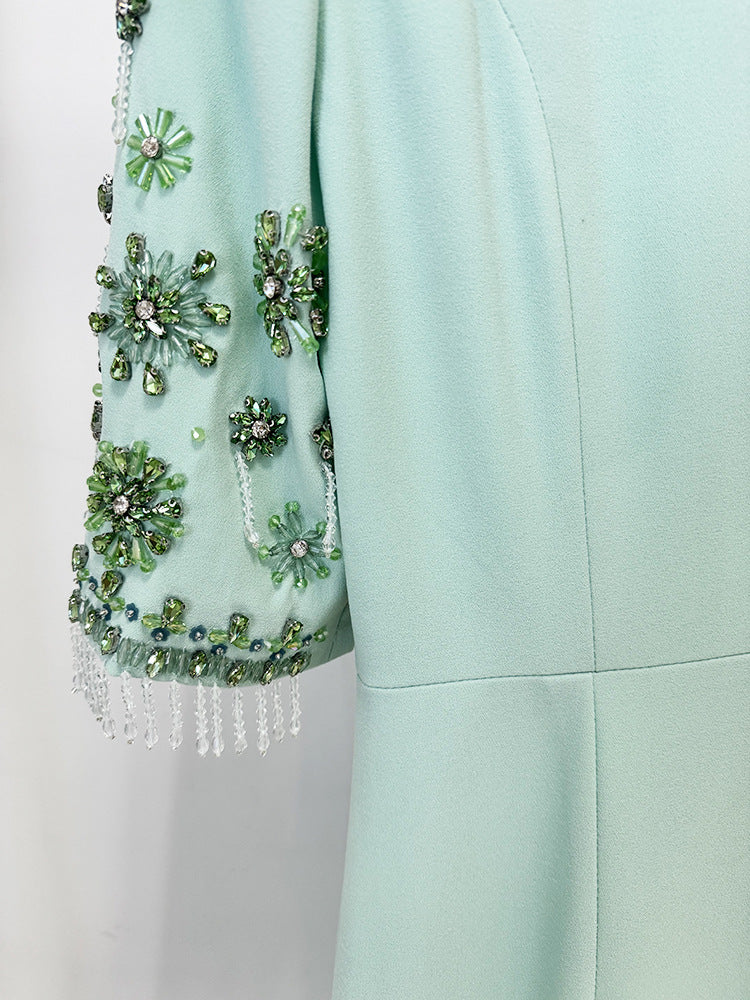 Glaucia Mint Embellished Maxi Dress