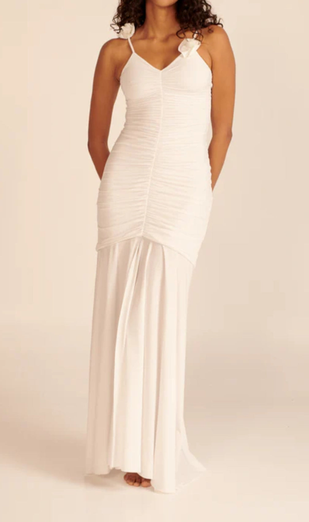 White Floral Suspender Maxi Dress