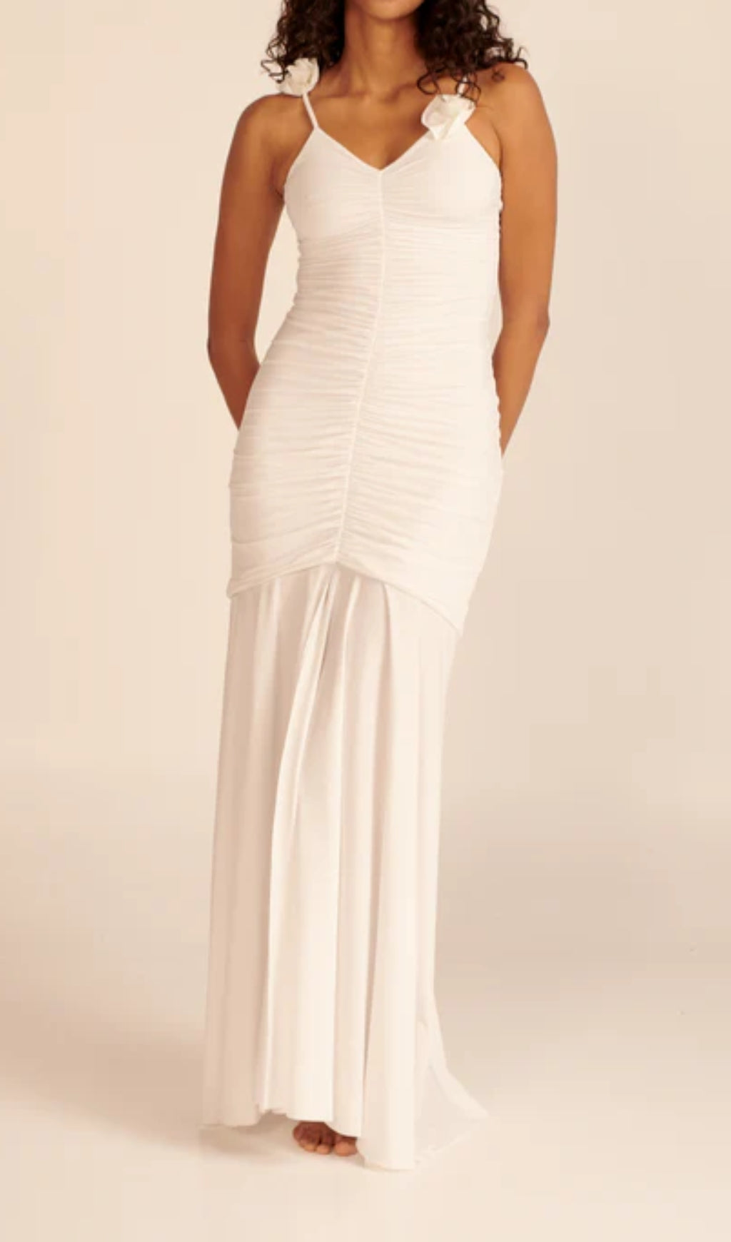 White Floral Suspender Maxi Dress