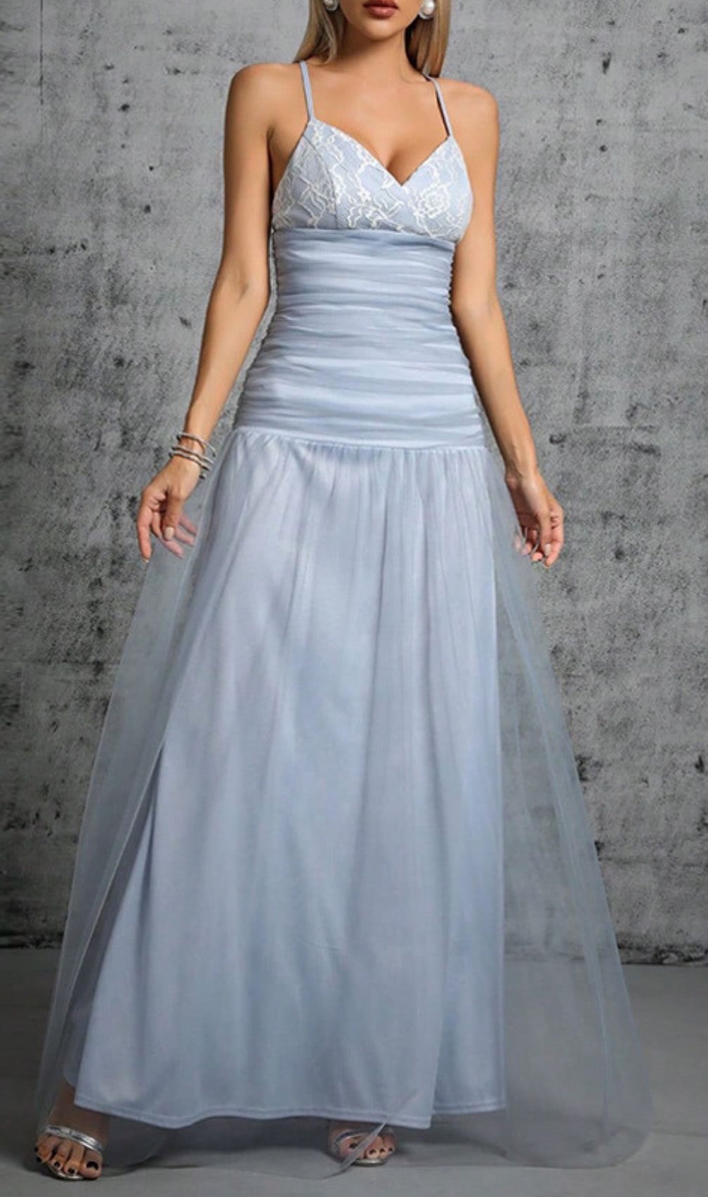 Doman Strappy Mesh Maxi Dress