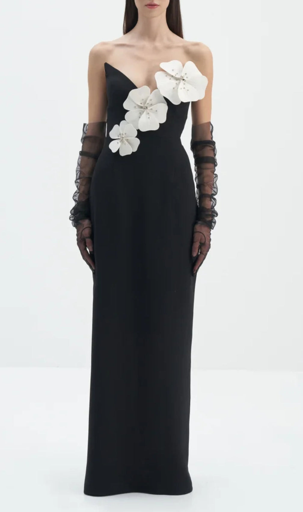 Arlais Black Flower Bandage Maxi Dress