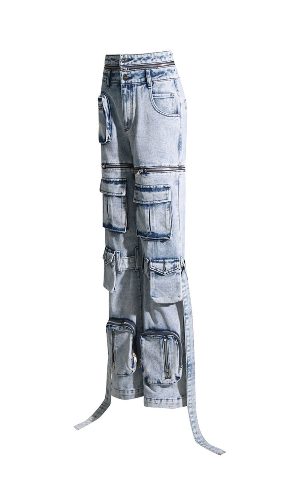 Jael Blue Multi-Pocket Cargo Jeans for Women - Edgy Utility Denim