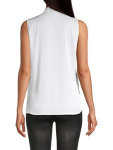 MILA SLEEVELESS V NECK PLEATED SILK BLOUSE