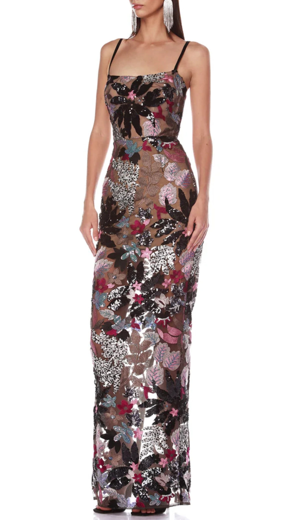 Bryson Floral Sequin Embroidery Maxi Dress