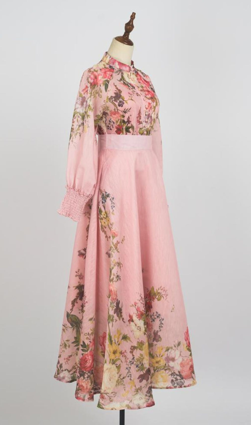 Gina Pink Floral  Long Sleeve Blouse & Skirt Set