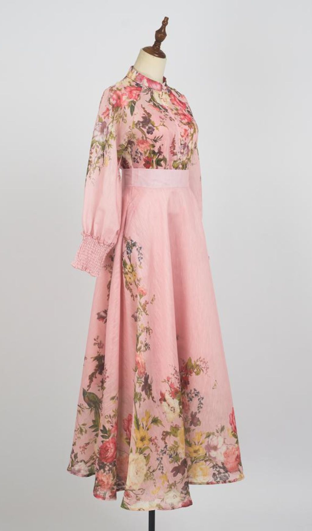 Gina Pink Floral  Long Sleeve Blouse & Skirt Set