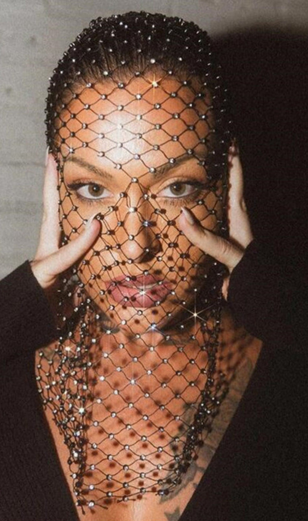 Rhinestone Fishnet Bandana