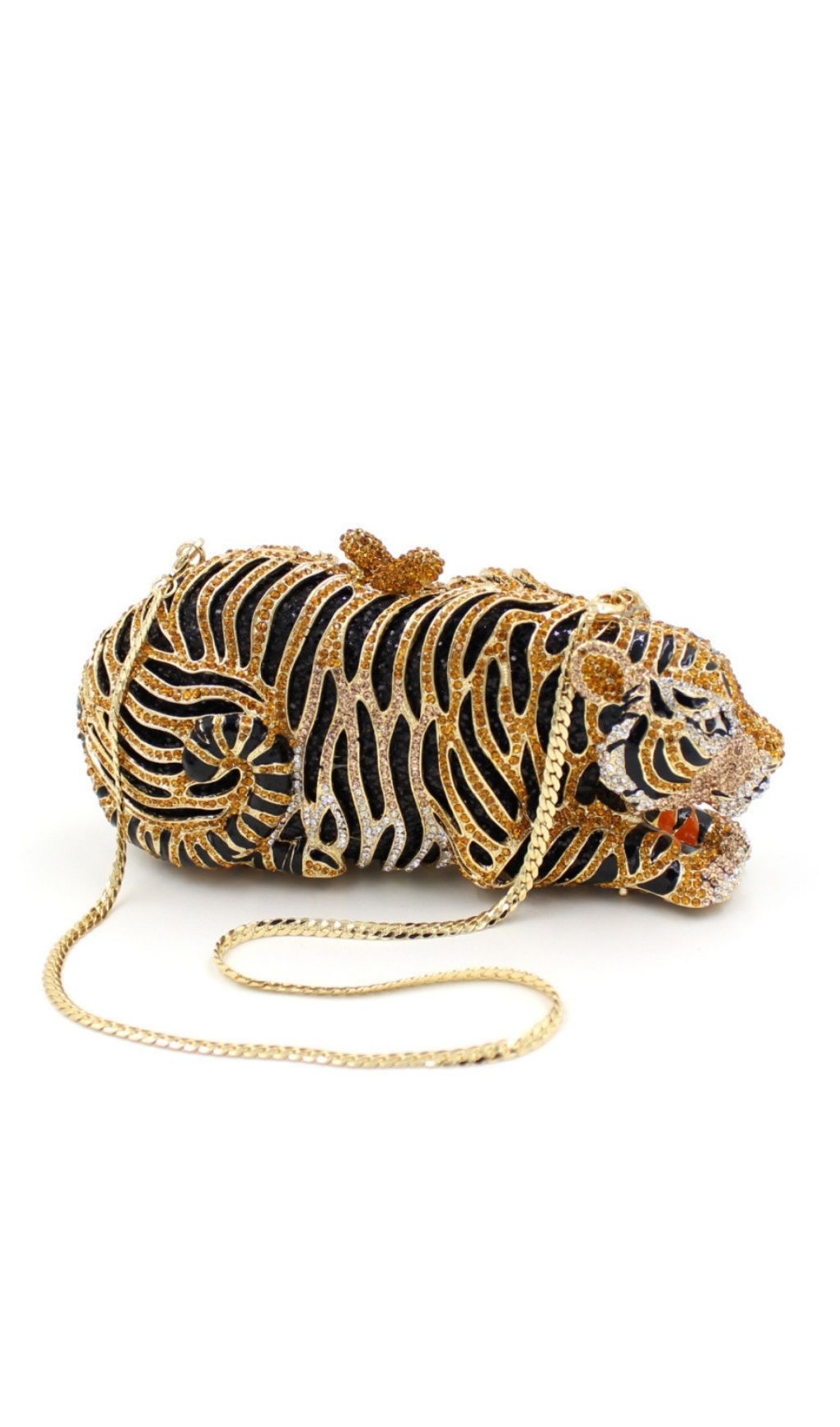 Khia Luxury Tiger Diamante Clutch Bag – Unleash Your Wild Elegance