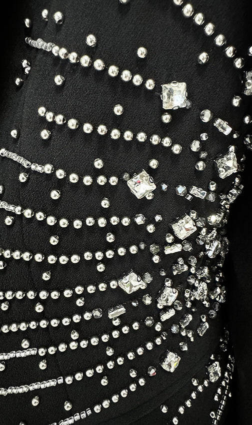 Clarice Black Crystal Blazer Set
