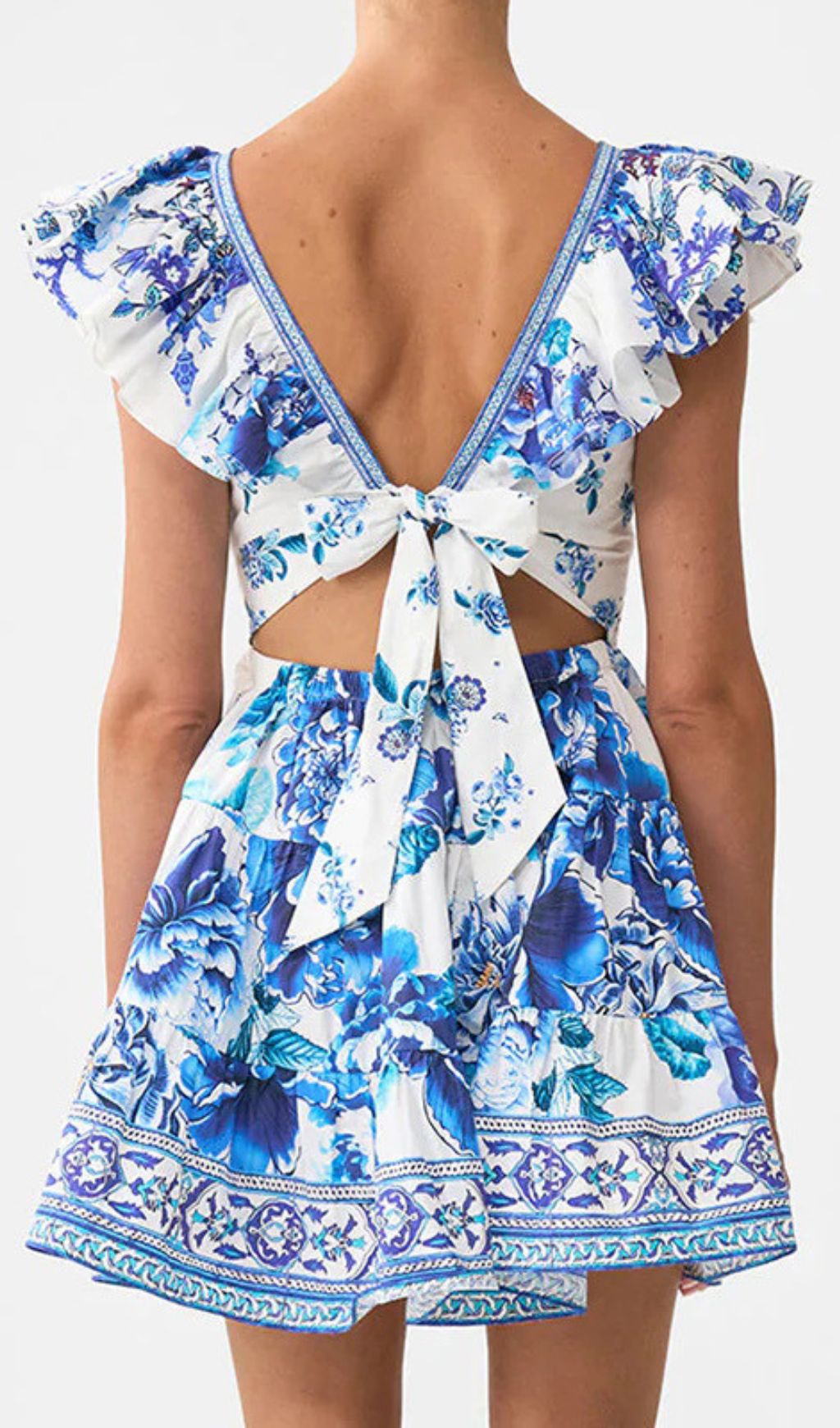 Haru Blue Floral Ruffle Mini Dress | Chic Smocked Tiered Sundress for Women