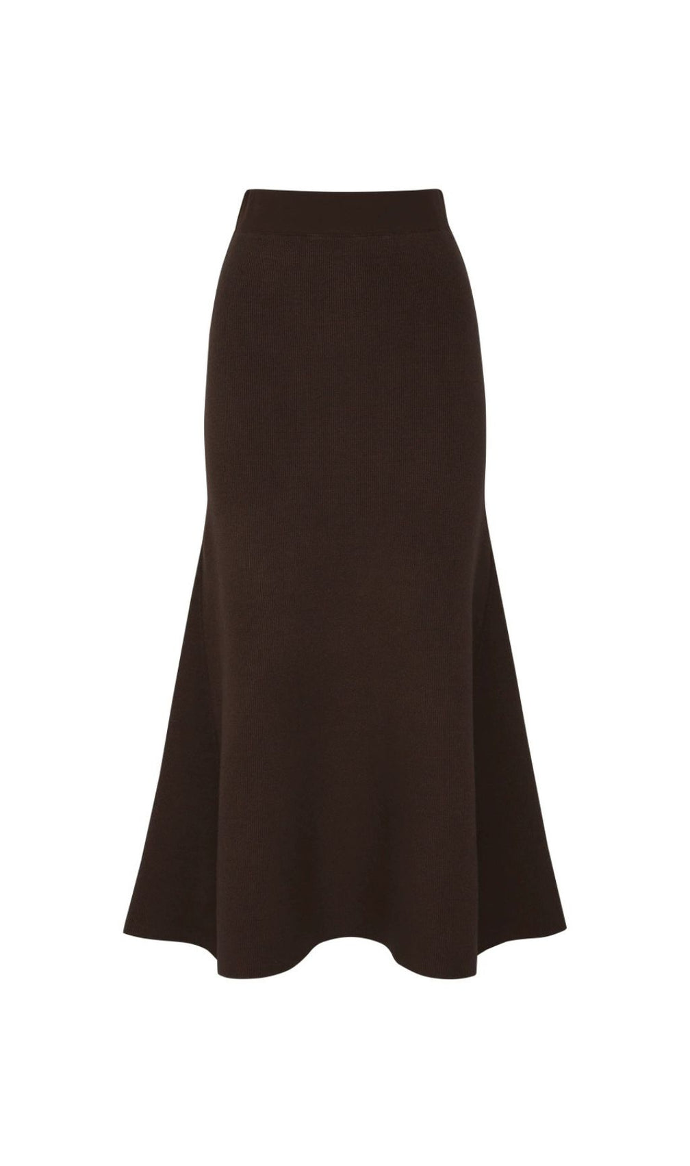 Jie Chic Coffee Ribbed Knit Cardigan & Midi Skirt Set with Embellishments