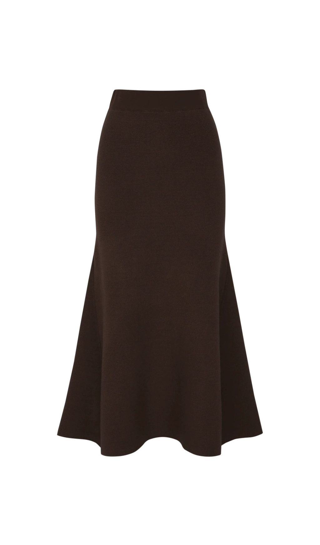 Jie Chic Coffee Ribbed Knit Cardigan & Midi Skirt Set with Embellishments