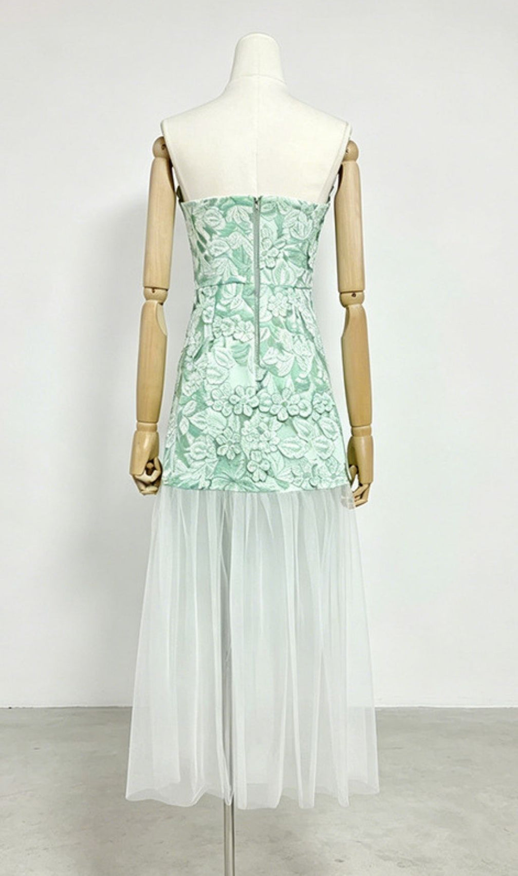 Kismet Green 3D Flower Mesh Maxi Dress