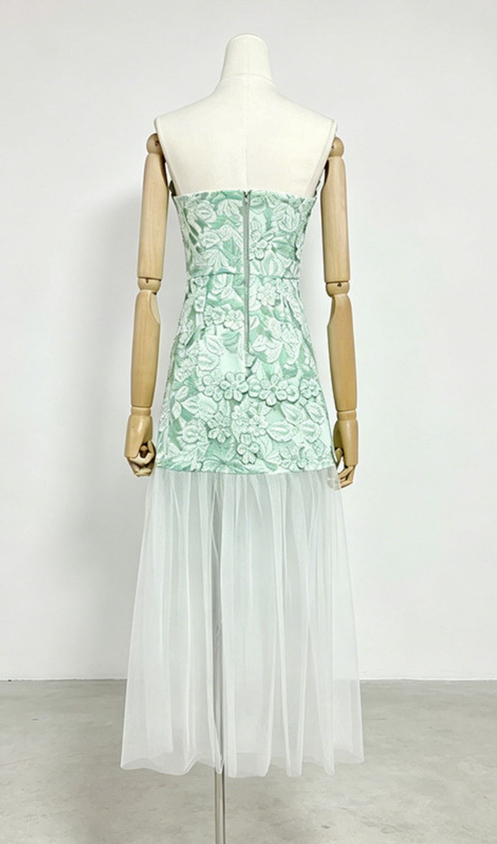 Kismet Green 3D Flower Mesh Maxi Dress