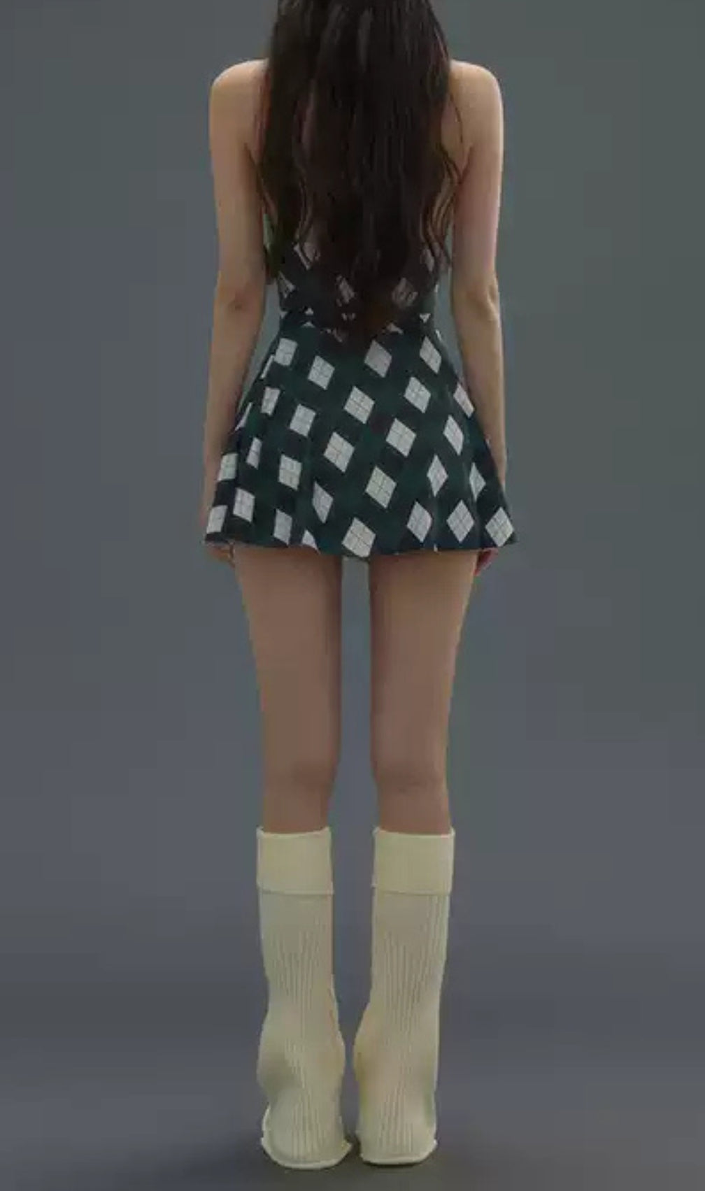 Danger Argyle One-Piece Swimsuit & Skirt