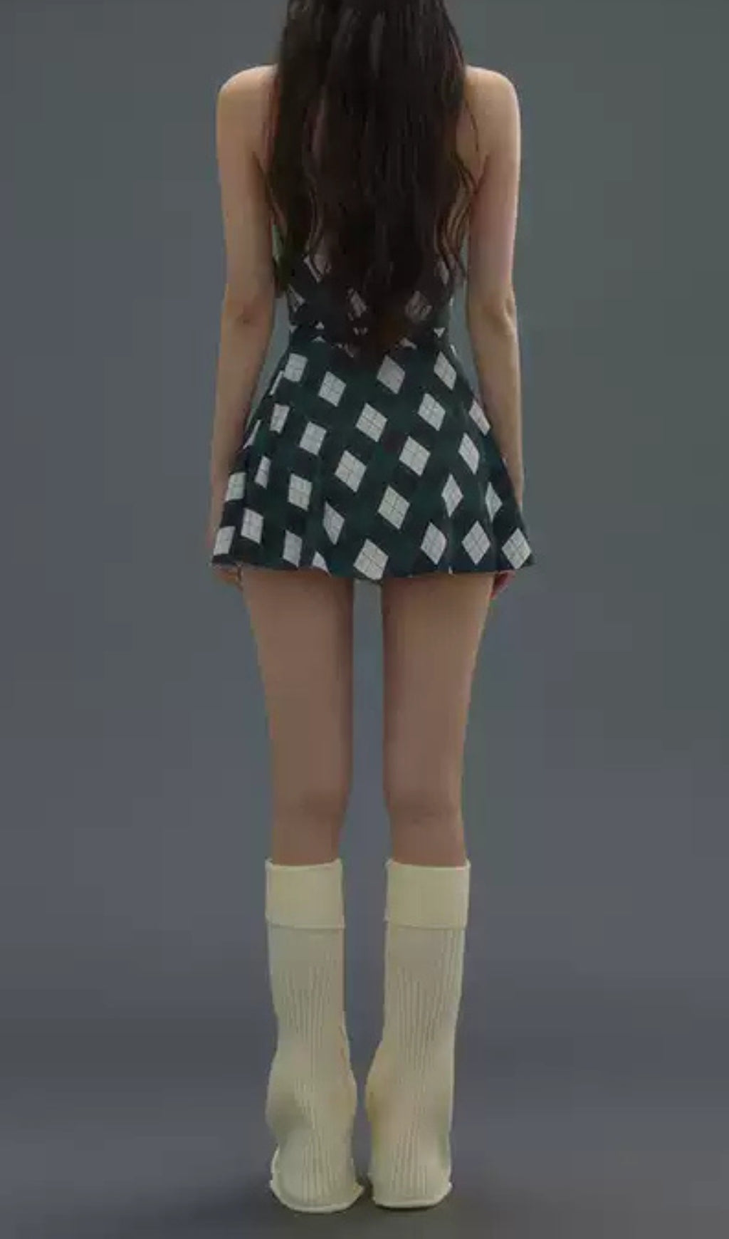 Danger Argyle One-Piece Swimsuit & Skirt