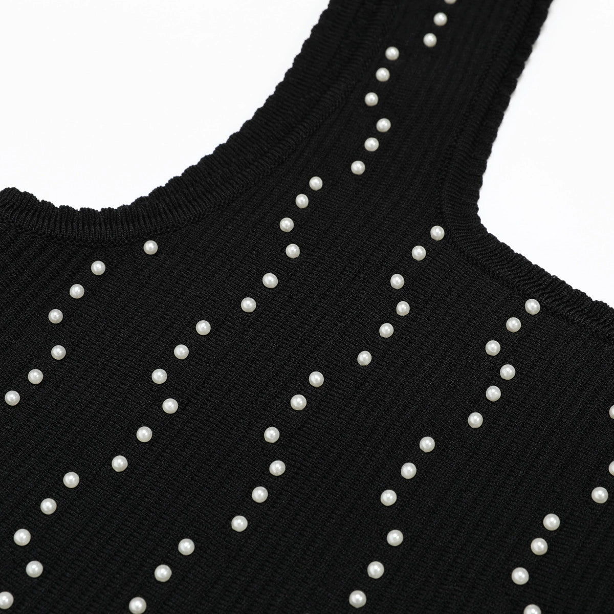 Kinneret Black Sleeveless Beaded Knit Mini Dress