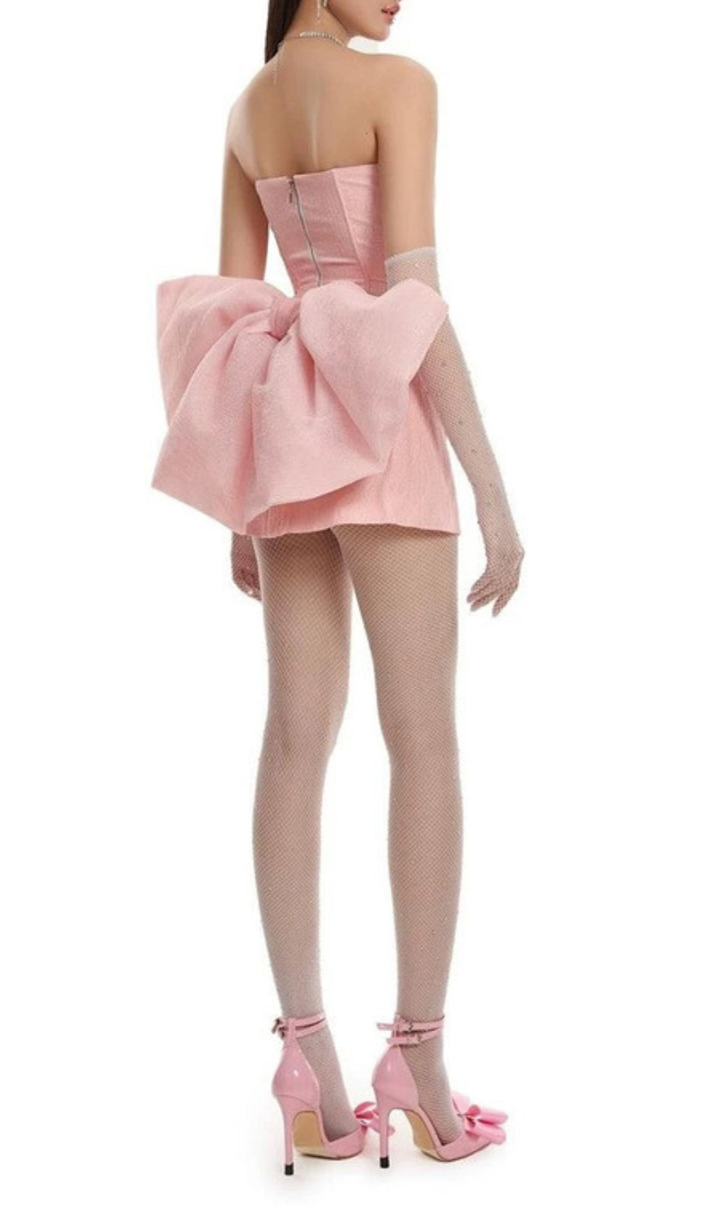 Desta Pink Corset Top & Skirt Set With Bow