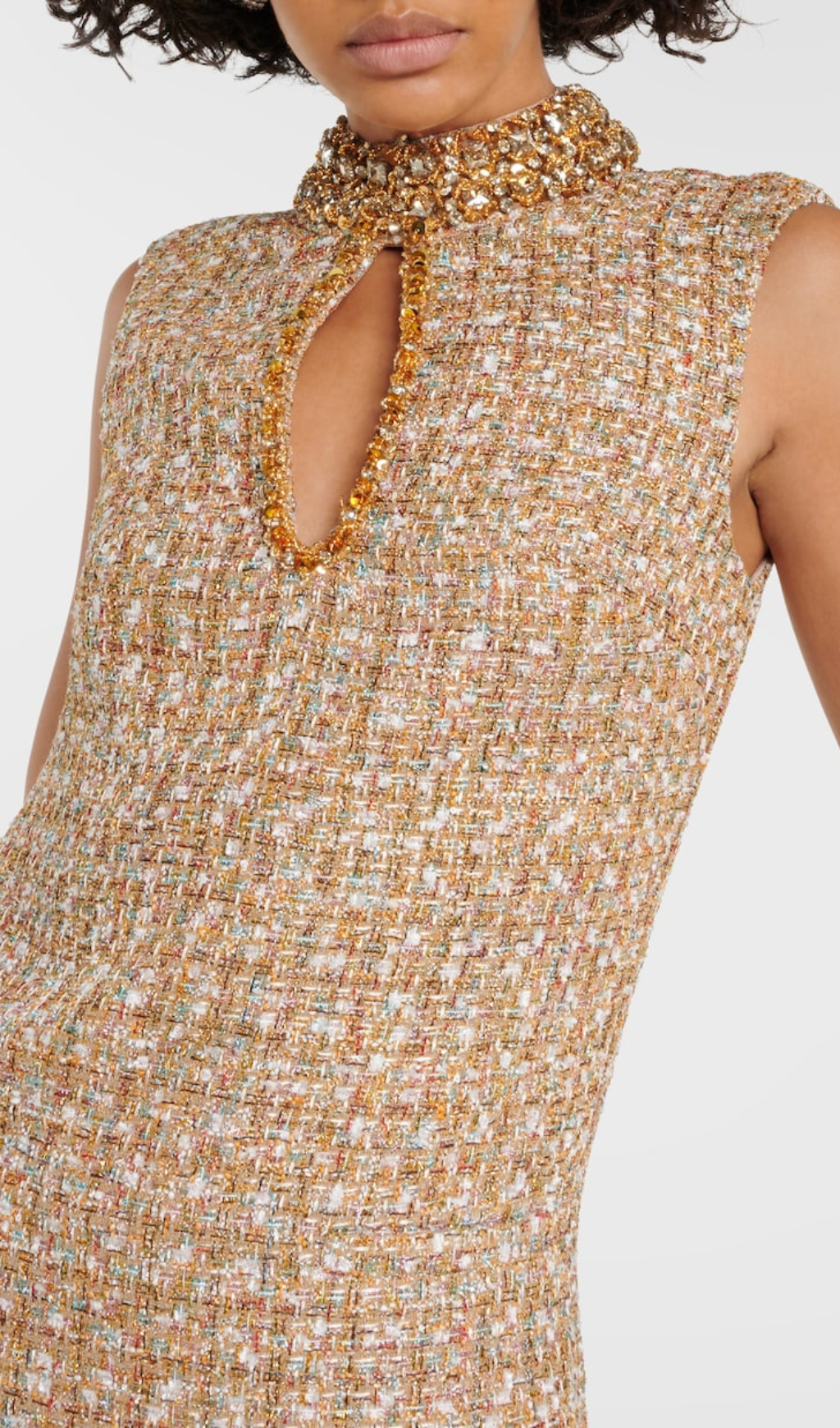 Adelle Gold Embellished Bouclé Mini Dress